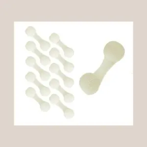 Set of small white exercise weights displayed.