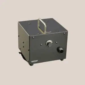 Portable spray tanning machine with gold handle.